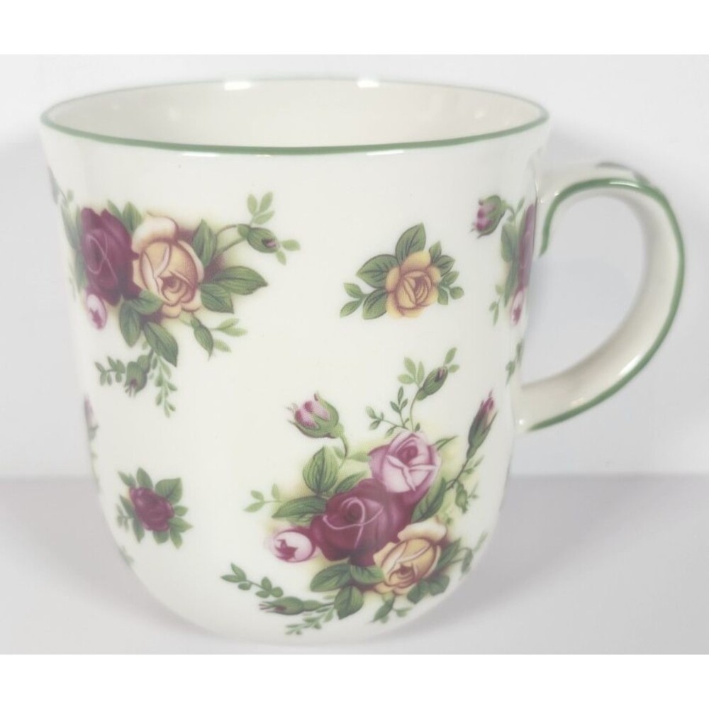 Royal Albert Old Country Roses Casual Classics Mug Green Rim Floral VTG EUC